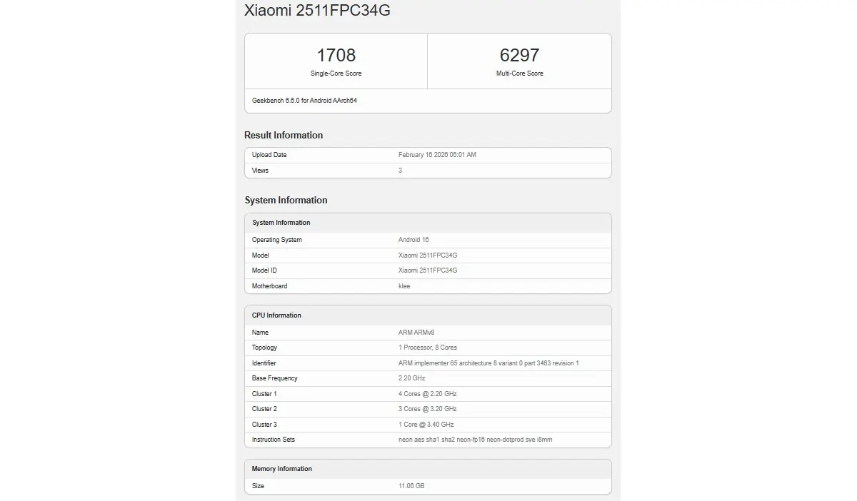 Las puntuaciones Geekbench del Poco X8 Pro revelan el rendimiento del Dimensity 8500